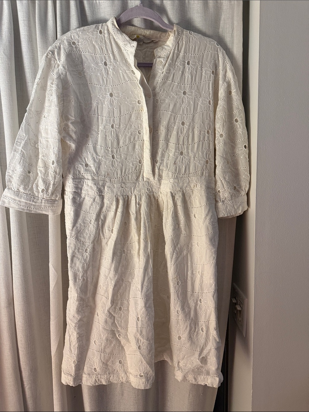 Boden Women's White Eyelet Cotton Midi Dress